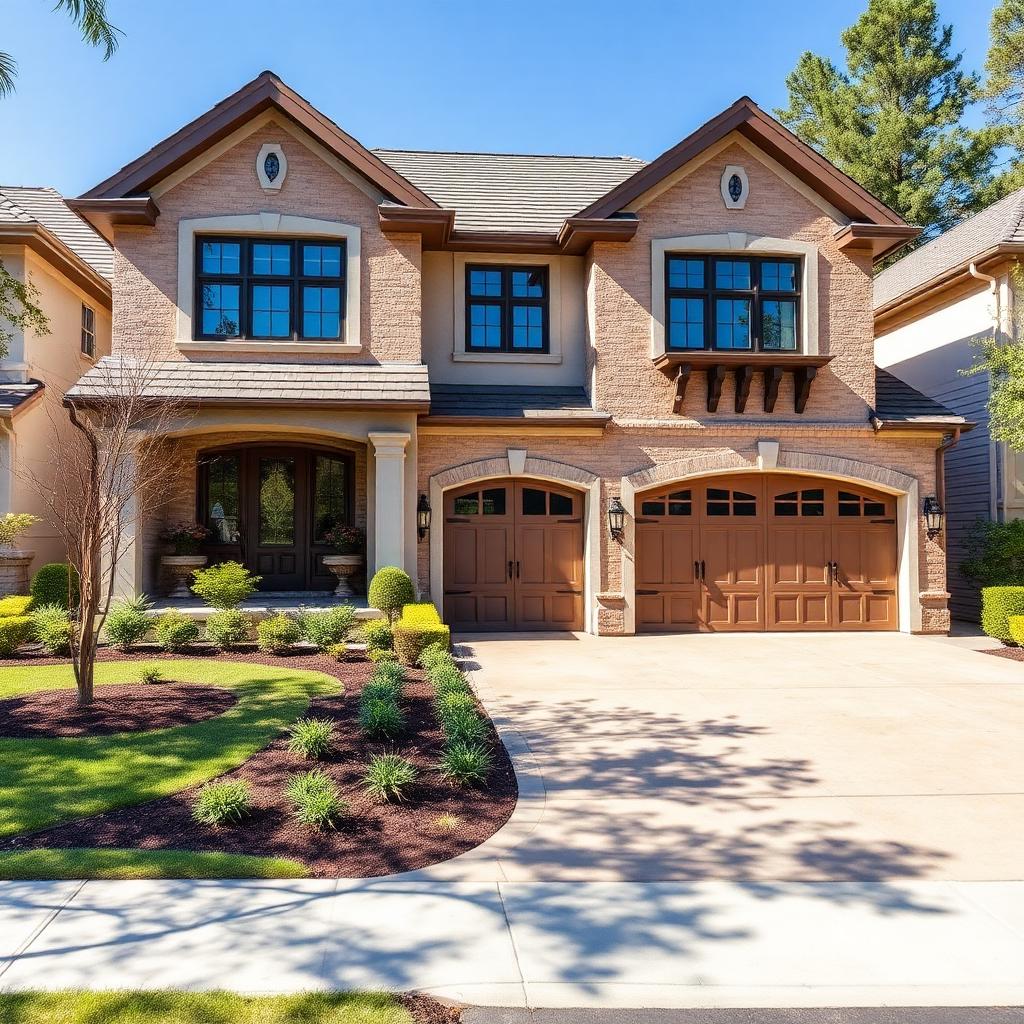 Beautiful luxury home with premium carriage style garage doors