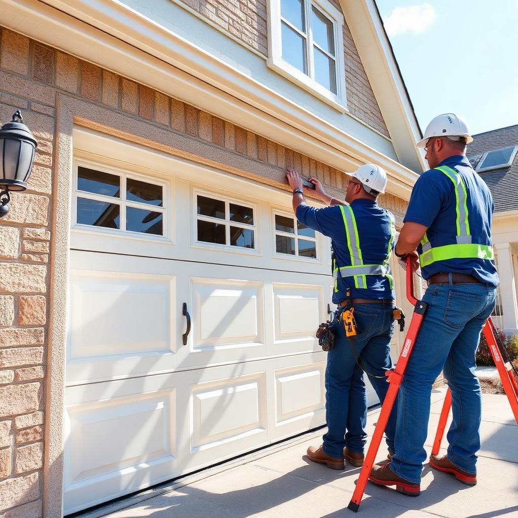 Professional garage door installation team at work in Midland NC